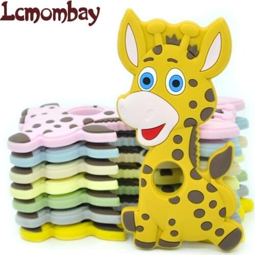 1Pcs Cartoon Giraffe Animal Silicone Teether Rodent BPA Food Free Baby Teeth Nursing Pacifier Clip Silicone Bead