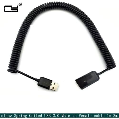 /10FT elbow Spring Coiled USB 2.0 Male to Female Data Sync Charger Extension 100cm 200cm