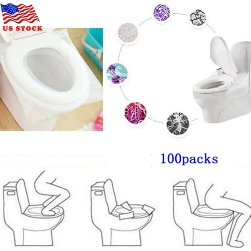 100pcs Toilet Seat Covers Paper Travel Flushable Hygienic Disposable Sanitary