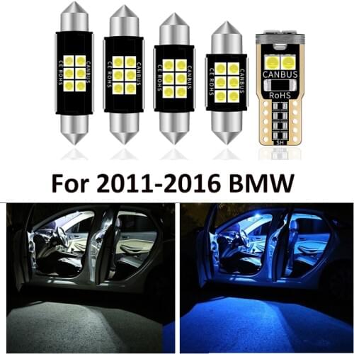 16 Pcs Car White Interior LED Light Bulb Package For 2011-2016 BMW F10 528i 528i 535i 535i xdrive 550i 550i M5 Map Dome License
