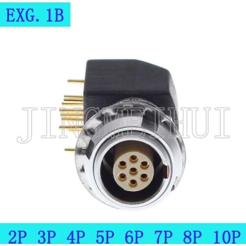2PCS 90 degree pin EXG.1B.2P 3P 4P 5P 6P 7P 8P 10P Push-pull self-locking Female Socket Connector for PCB printed circuit board