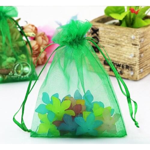 200pcs Grass green organza gift bags 15x20cm party bags for women event wed Drawstring bag Jewelry Display Bag diy accessories