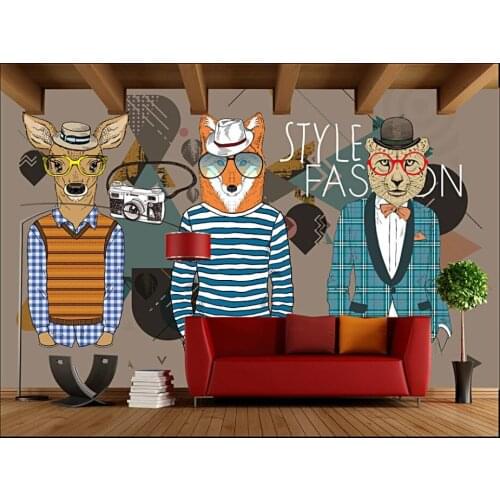 Custom mural 3d wall mural on the wall Hand drawn abstract animal clothing shop cafe home decor photo wallpaper for walls 3 d