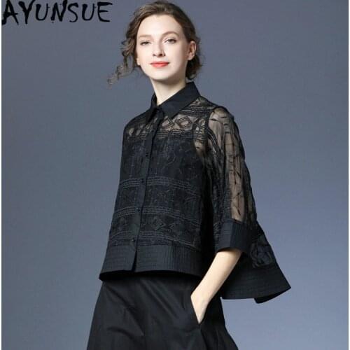AYUNSUE Black And White Blouses