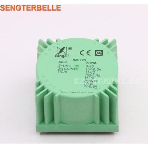 BingZi M25-F25 25W 25VA Sealed Toroidal Transformer Dual 15V+Dual 7V Audio Power Amplifier Power Supply