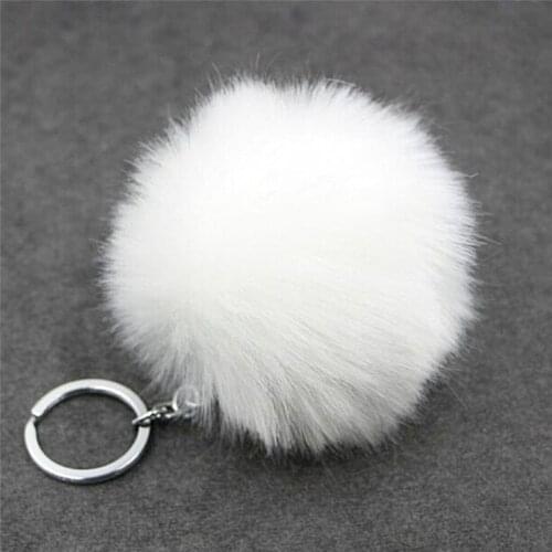 Colorful Fluffy Fur Pom Pom Keychains Soft Faux Rex Rabbit Fur Ball Car Keyring Pompom Key Chains Women Bag Pendant Jewelry DIY