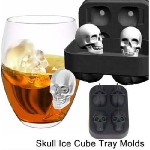 Skull Shape 3D Ice Cube Mold Maker Bar Party Silicone Trays Chocolate Mold Gift Ice Cream Tools