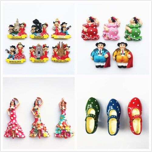 Spain Flamenco Arts Fridge Magnets Tourist Souvenir Decoration Articles Handicraft Magnetic Refrigerator Collection Gifts