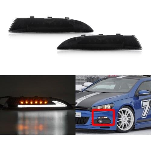 Smoked White/Amber Led Side Marker Lights Running DRL Position Light For VW Scirocco 2008 2009 2010 2011 2012 2013