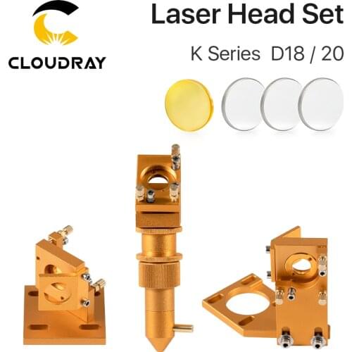 Cloudray K Series CO2 Golden Laser Head Set Lens Dia12/18/20mm Mirror Dia 20mm for 2030 4060 K40 Laser Engraving Cutting Machine