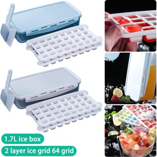 Ice Cube Tray 64 Grids Silicone Fruit Ice Cube Maker with Lids DIY Creative Small Ice Cube Mold Kitchen Release Stackable