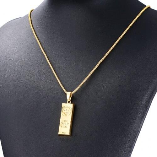 New MGOLD WE TRUST Necklace for Men and Women Gold Color Pendant Hip Hop Necklace