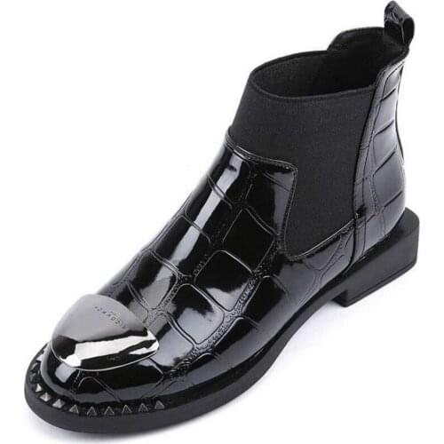 NEW Leather Ankle Boots for Women Women Platform Boots Martin Boots Combat Boots for Women Steel Toe Black Boots Woman Shoes