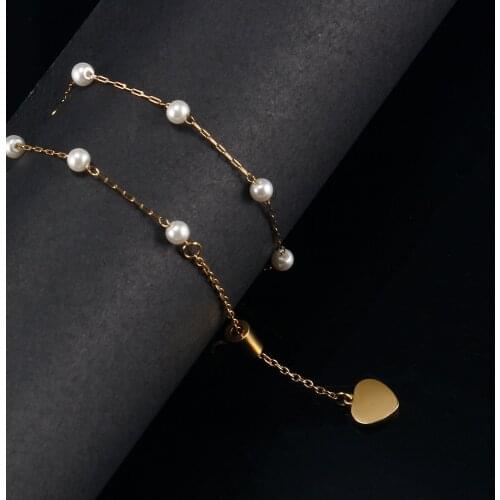 OMKAIMING Design Pearl Bracelet Fashion Fine Jewelry For Women Chain Charm Bracelet Birthday Party Gift Accessory