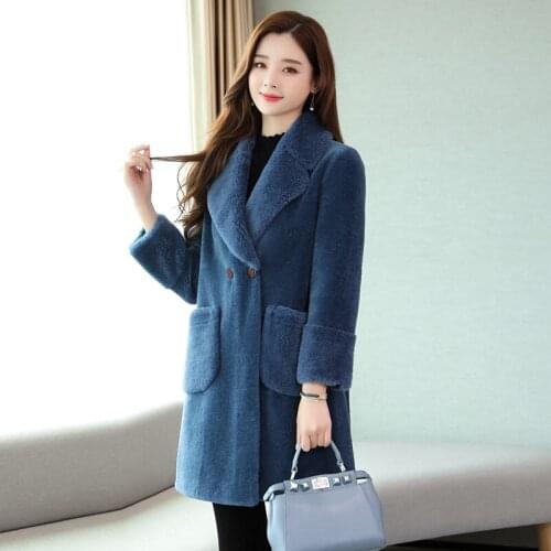 Sheep Shearing Coat Womens Mid-length Autumn and Winter 2020 New Thickened Warm Lamb Fur Coat Winter Jacket Mujer Abrigos y282