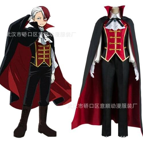 Anime Todoroki Shoto My Hero Academia Cosplay Costume Wigs Halloween Costumes Vampire Prince earl cosplay cloak