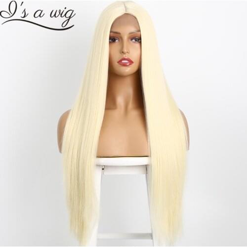 Is a wig Long Straight Synthetic Wigs 60 613 Blonde Purple Brown Cosplay Wigs for Black Women Middle Part Natural Looking Hairs