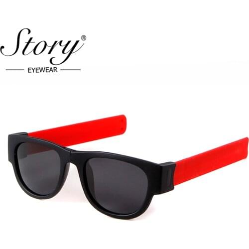 STORY 2018 Polarized Sunglasses Men Women Unisex UV400 Mirrored Lens Portable Slap Folding Frame Sun Glasses Sport Eyewear