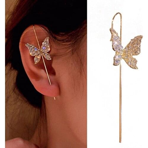 Simple Butterfly Pierced Earrings Korean Temperament Net Red Earrings Personality Design Sense Fashionable Earrings Women