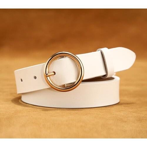 Dressing Ladies Leather Professional Dress Belt New Round Pin Buckle Leathers Wild Jeans Narrow Fashion Students 2021