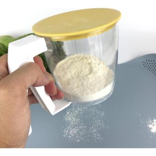 Hand-pressed separation flour sieve household separation powder filter cup with lid plastic kitchen tool