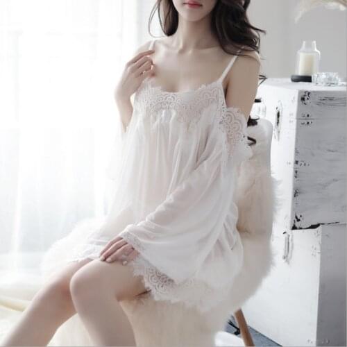 Sexy Lingerie Sexy Strapless Lace Nightdress Pajamas Female Lace Temptation Home Service Fairy Suit