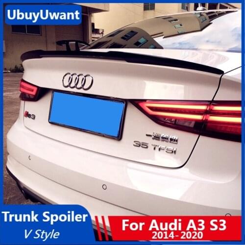 UBUYUWANT Trunk Spoiler for Audi A3 Sedan S3 8V 2014-2020 Lip Spoiler ABS Material Primer Color Rear Tail Boot Wing Decoration