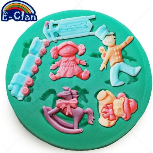 Trojan train doll silicone molds for cake decorating jelly dessert soap cake sugar chocolate mold fondant tools F0218MM35