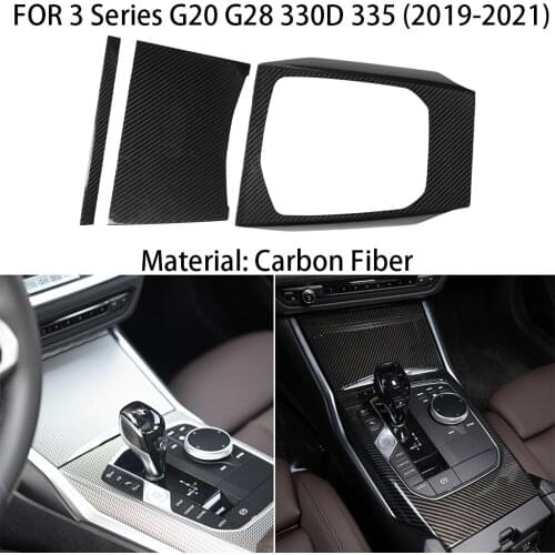 Carbon Fiber Car Interior Gear Panel Decoration, Suitable for BMW 3 Series G20 G28 2019 2020 2021 Car Stickers