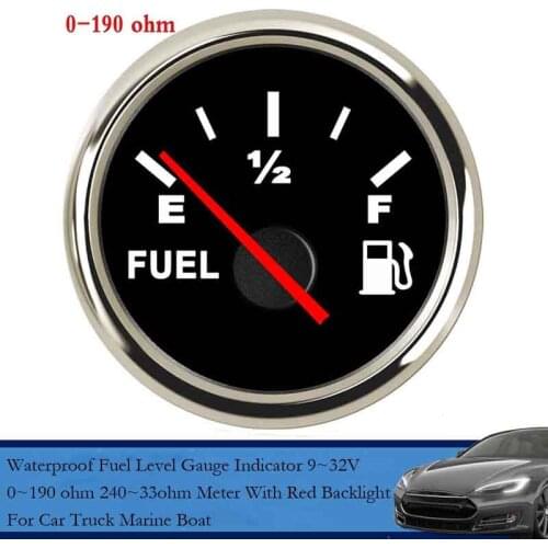 Waterproof Fuel Level Gauge Indicator 9~32V 0~190 ohm 240~33ohm Meter With Red Backlight For Car Truck Marine Boat