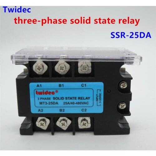 High quality Three Phase Solid State Relay SSR-25DA Relay 3-32VDC to 30-480V AC SR Relay Solid State Three Phase dc to ac Rele