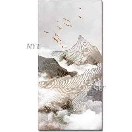 High Quality Decorative Items Modern Home Decor Pure Handmade Oil Painting Gold Lines Abstract Canvas Wall Art Pictures Large