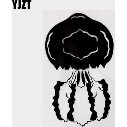 YJZT 9.1CM×14.8CM Marine Animal Peach Blossom Lantern Jellyfish Vinyl Decal Car Sticker 18A-0314