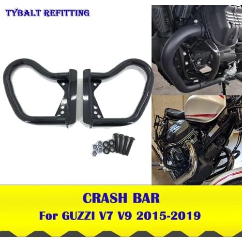 Black Engine Guard Crash Bar Protector For Moto Guzzi V7 II V7III 2015-2019 Fall Protection Guzzi V9 Motorcycle Accessories