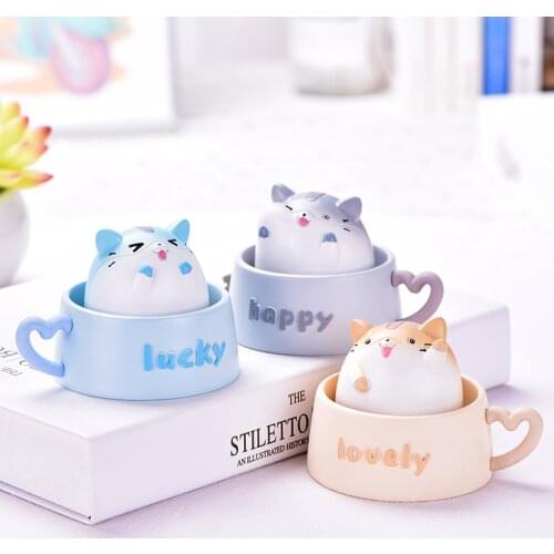 ZOCDOU 1 Piece Cute Mice Rat Mouse Hamster Cup Animal Doll Toy Model Statue Figurine Ornament Miniatures Home DIY Decoration