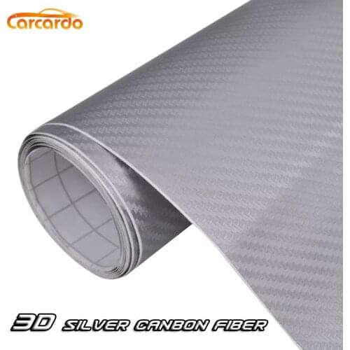 1.52MX50CM Silver 3D Carbon Fibre Car Sticker Auto Sticker carbon fiber Vinyl Warp 3D Carbon Vinyl Film Warp With Bubble Free