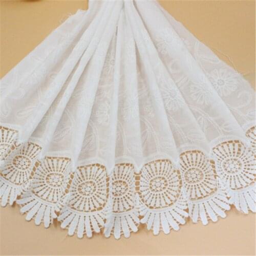 1Yds/lot Extra wide 43cm exquisite off white cotton embroidered flower lace vintage skirt hem curtain decorative lace AC501