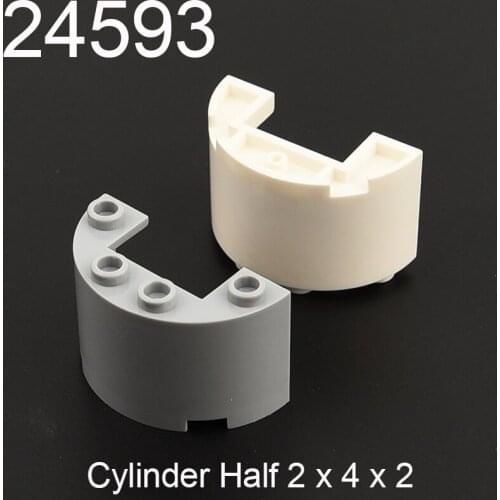 10pcs 24593 Cylinder Half 2 x 4 x 2 with 1 x 2 Cutout Building block accessories parts MOC DIY Education Build Toys Brick