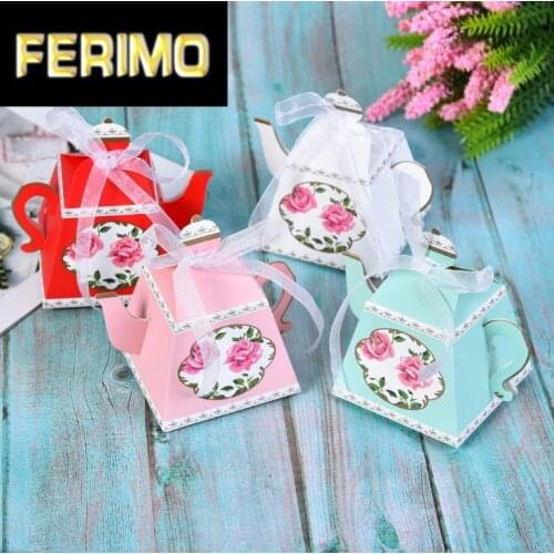10 PCS Teapot Shape Favor Boxes Gift Box Tea Time Teapot Favor Box Party Decoration Candy Box