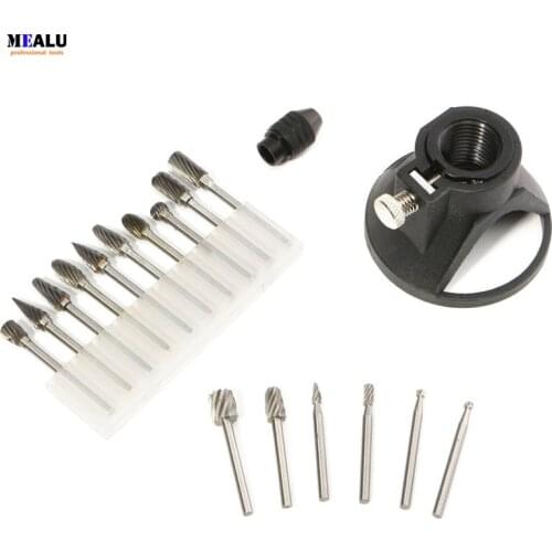 16Pcs 10 Rotary Burrs + 6 Router Bits + Drill Carving Locator + Chuck Set For Dremel Wholesale Price
