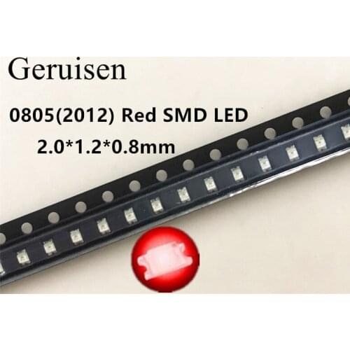 200pcs LEDs SMD 0805 Red Diodes SMD LED 0805 SMD Diode 2.0*1.2*0.8mm 0805 smd led Red light-emitting diode 620-625nm