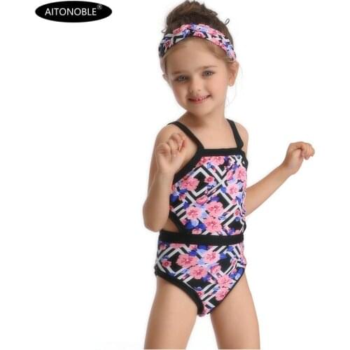 2019 Children Kids Girls Swimwear Teen Biquini Bikini 2 Pieces Ruffle Top and High Waist Bottom