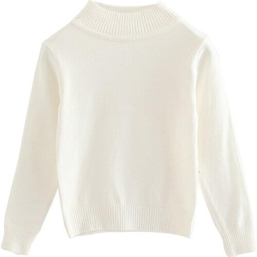 2021 Spring Autumn Kids Sweater Plain Turtle Neck Boys and Girls Pullover 1 2 3 4 5 6 7 Years Old Toddler Girl Clothes 195001