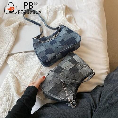 2021 Retro Ladies Contrast Soft Women Designer Handbag Color Grid Underarm Bag Women Casual Chain Small Handbags