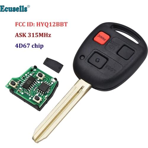 3 Button ASK 315MHz Remote Key 4D67 CHIP for Toyota FJ Cruiser Land Cruiser 2003-2009 FCC ID: HYQ12BBT TOY43