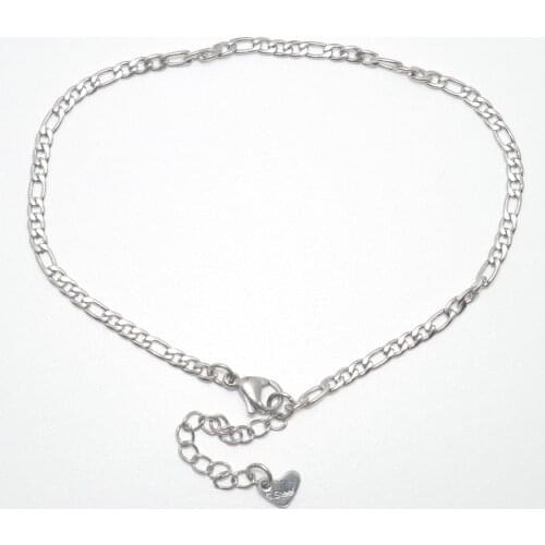 304 Stainless Steel Anklet For Women Men Silver Color Heart Chain Anklet Fashion Wedding Jewelry 2021 22.8cm(9") long, 1 Piece