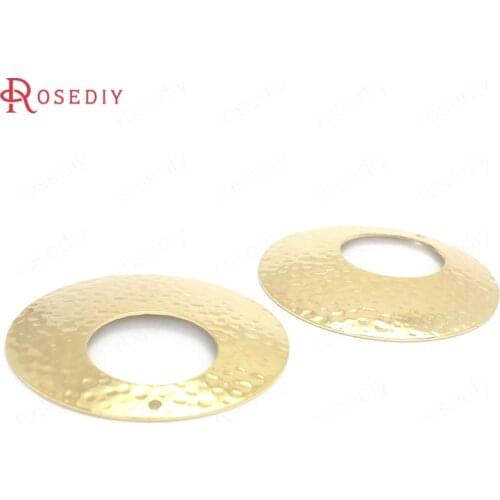 37716)6PCS 36MM 24K Gold Color Brass Big Circle Charms Pendants Jewelry Making Supplies Diy Findings Accessories