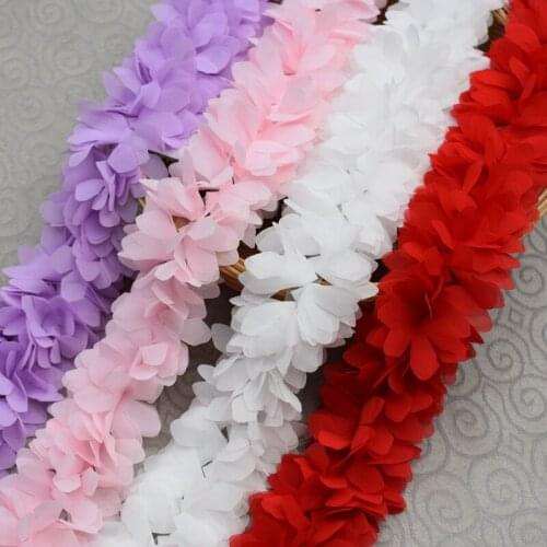 3d Chiffon Flowers Ruffle Trim Ribbon Organza Dress Collar Embroidery Lace Applique For Diy Sewing Supply Guipure
