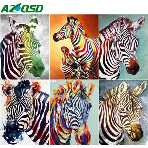 AZQSD Diamond Painting Zebra Cross Stitch Kits Full Square Drill Decor For Home Diamond Embroidery Animal Mosaic Handmade Craft