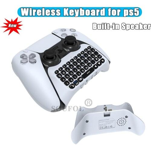 2021 New For PS5 Controller Bluetooth Wireless Keyboard Chatting Messaging for Qwerty Keyboard Game Consoles Built in Speaker